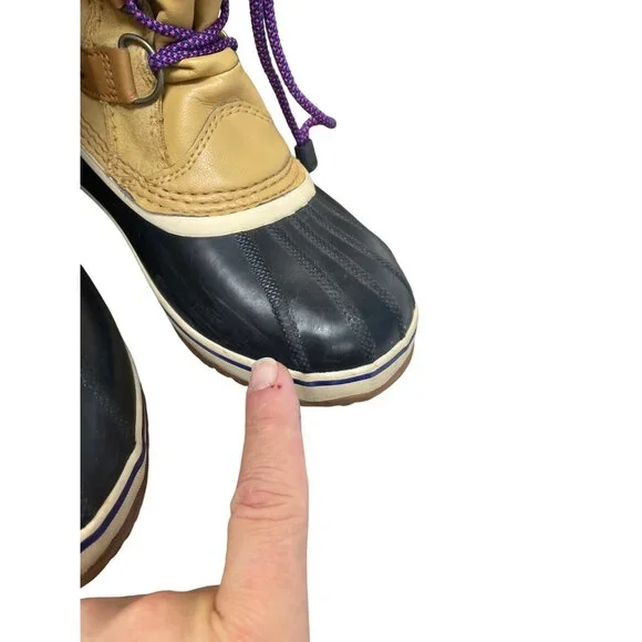 Sorel Joan of Arc Womans Tan Black Knit mid calf boots Sz 7 SKU 9565 - Picture 16 of 16